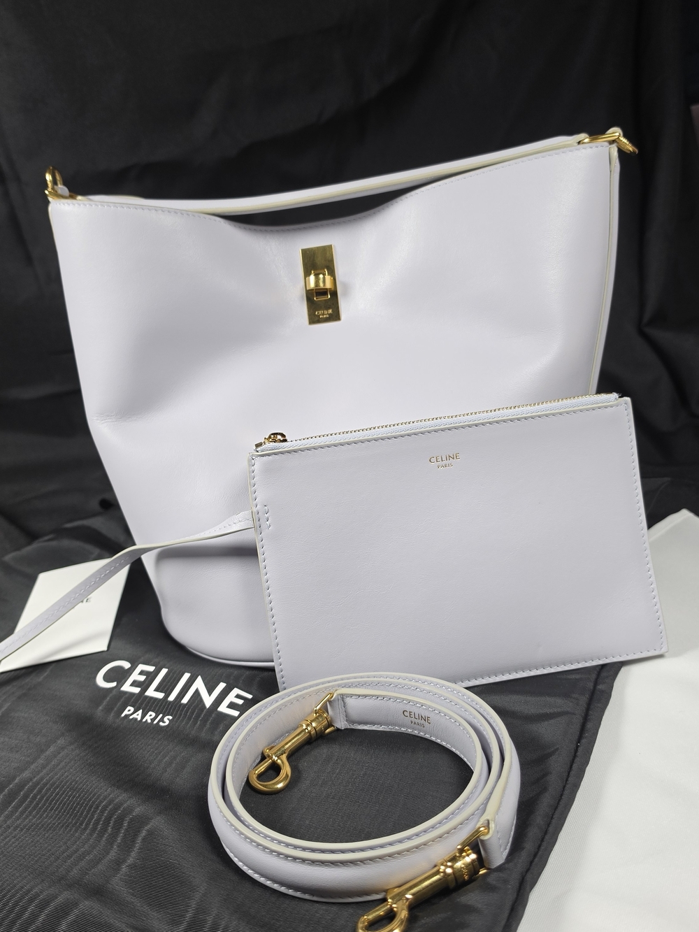 Celine Teen Bucket 16 Bag Light Blue Leather Full Set w/ Pouch & Strap